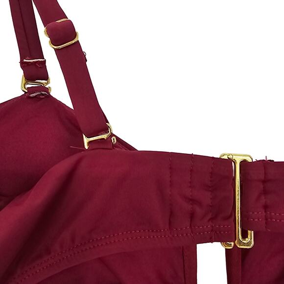 Andie Swim Womans size L The Cartagena Bikini Top in Burgundy Convertible NEW - Picture 4 of 7